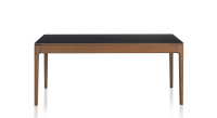 Dining table for 6 people in oak and ceramic with walnut-stained wood and plain black ceramic top 140x90 cm Dining table for 6 people in oak and ceramic with walnut-stained wood and plain black ceramic top 140x90 cm