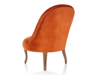 Fauteuil crapaud sans accoudoirs pieds bois teinte noyer et tissu velours terracotta Fauteuil crapaud sans accoudoirs pieds bois teinte noyer et tissu velours terracotta