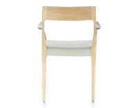 Scandinavian armchair with armrests natural stained wood seat natural beige fabric Scandinavian armchair with armrests natural stained wood seat natural beige fabric