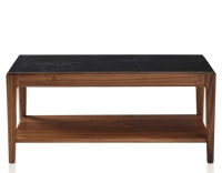Table basse rectangulaire en noyer et céramique avec tablette en bois teinte naturelle plateau céramique effet ardoise 100x50 cm Table basse rectangulaire en noyer et céramique avec tablette en bois teinte naturelle plateau céramique effet ardoise 100x50 cm