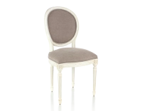 Chaise ancienne style Louis XVI bois teinte blanche cérusée et tissu taupe Chaise ancienne style Louis XVI bois teinte blanche cérusée et tissu taupe