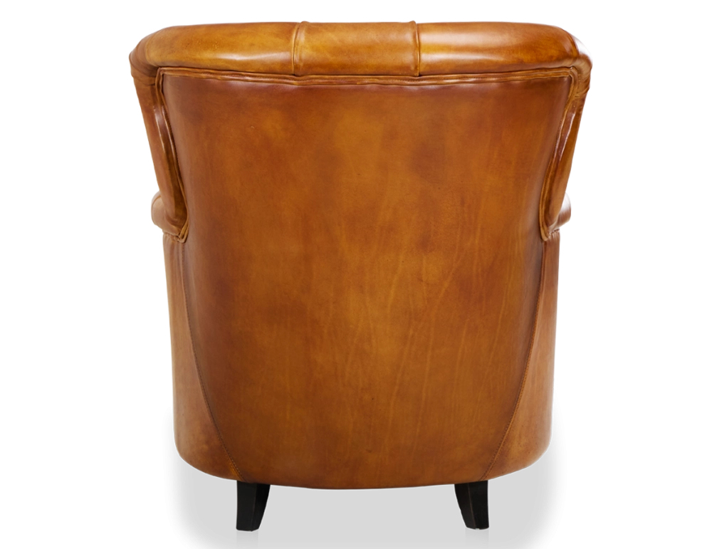 Fauteuil Chesterfield cuir cognac moyen dossier Fauteuil Chesterfield cuir cognac moyen dossier