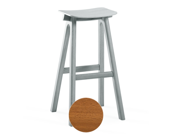 Tabouret de bar en chêne H80 cm bois teinte merisier