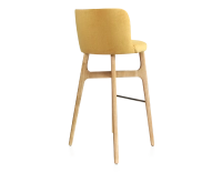 Tabouret de bar h80 cm bois teinte naturelle assise tissu jaune Tabouret de bar h80 cm bois teinte naturelle assise tissu jaune