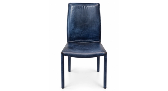 Chaise vintage cuir bleu marine