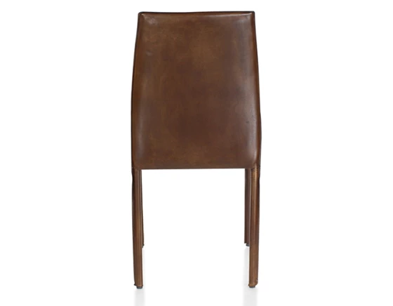 Chaise vintage cuir marron soutenu pieds cuir