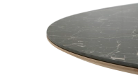 Table salle à manger ronde en chêne et céramique 6 personnes avec bois teinte naturelle et plateau céramique effet marbre noir m2 120x120 Table salle à manger ronde en chêne et céramique 6 personnes avec bois teinte naturelle et plateau céramique effet marbre noir m2 120x120
