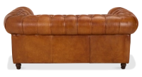 2 seater Chesterfield leather sofa light brown studded armrests 2 seater Chesterfield leather sofa light brown studded armrests