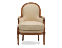 Sillón bergère moldurado estilo Luis XVI bois teinte ancienne et tissu crème