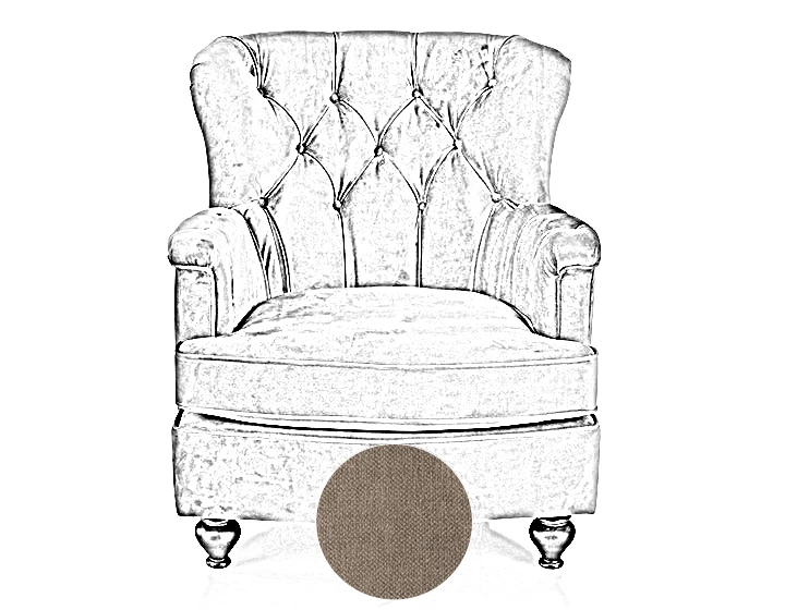 Fauteuil Chesterfied tissu taupe moyen dossier