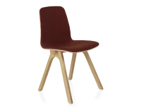 Chaise design en chêne tapissé bois teinte naturelle assise tissu bordeaux