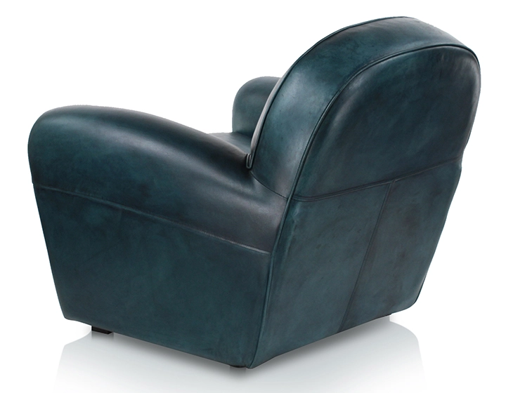 Leather club armchair blue studded armrests Leather club armchair blue studded armrests