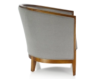 Fauteuil ancien accoudoirs moulurés bois teinte ancienne et tissu gris clair