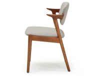 Chaise design teinte merisier et tissu beige naturel bois teinte merisier assise tissu beige naturel Chaise design teinte merisier et tissu beige naturel bois teinte merisier assise tissu beige naturel