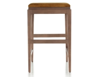 Tabouret de bar design H60 cm bois teinte noyer assise tissu velours bronze Tabouret de bar design H60 cm bois teinte noyer assise tissu velours bronze