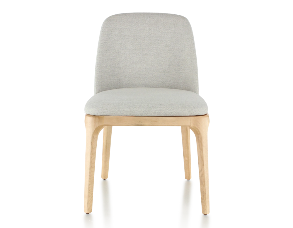 Chaise design bois teinte naturelle et tissu beige naturel Chaise design bois teinte naturelle et tissu beige naturel
