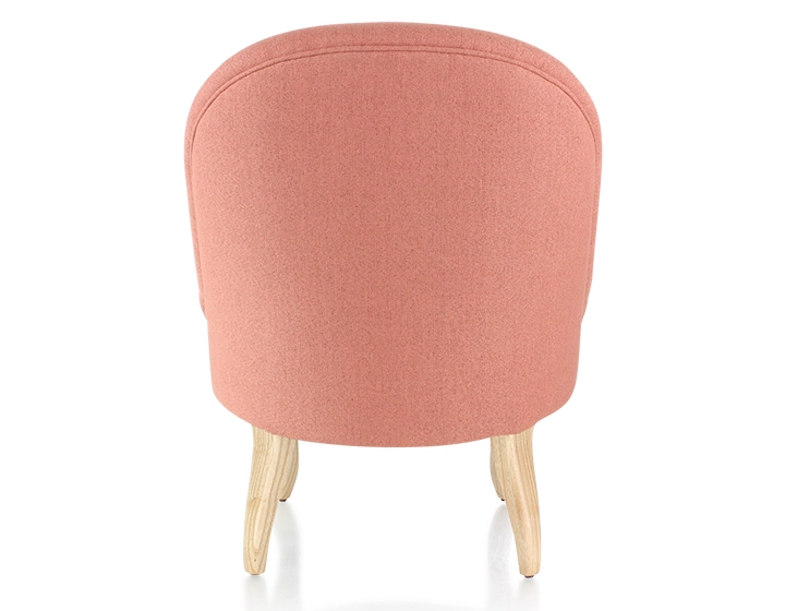 Armless toad chair natural wood stain legs and coral pink fabric Armless toad chair natural wood stain legs and coral pink fabric