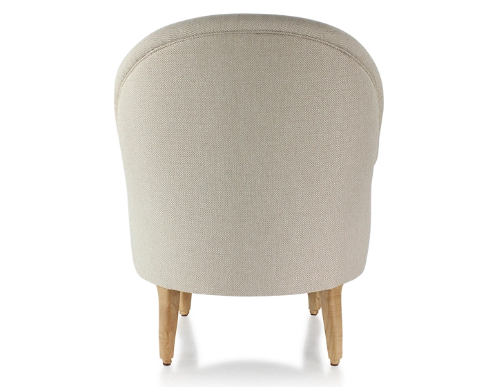 Toad armchair with armrests natural wood stain legs and beige chevron fabric Toad armchair with armrests natural wood stain legs and beige chevron fabric