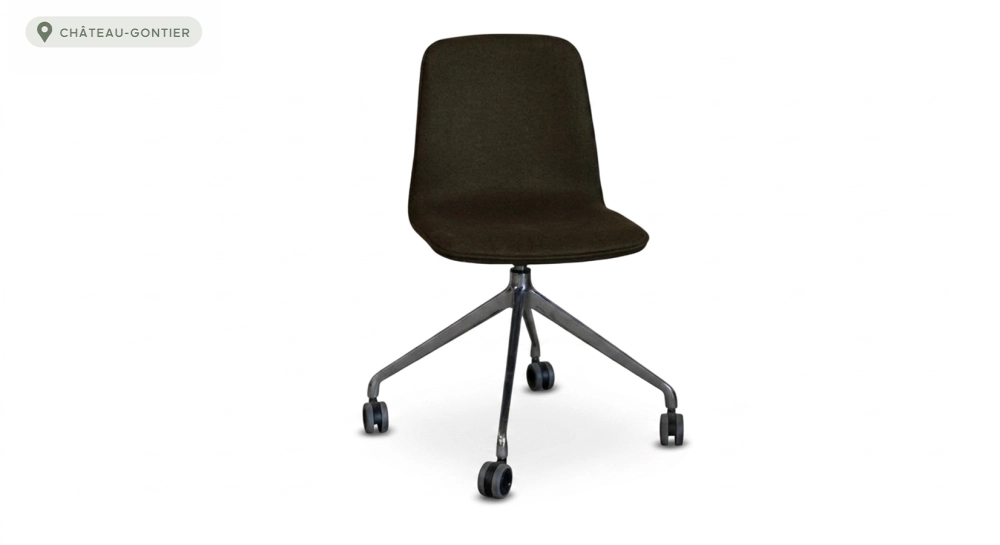 Office chair with 5 branches assise tissu en laine bouillie taupe