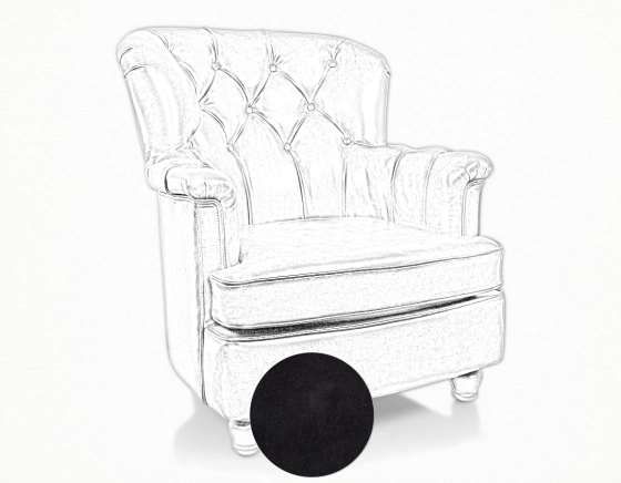 Fauteuil Chesterfield cuir noir moyen dossier