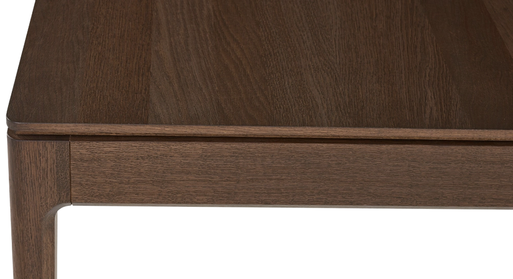 Extendable oak table for 8 to 12 people with dark brown stained wood top and extensions 180x100 cm Extendable oak table for 8 to 12 people with dark brown stained wood top and extensions 180x100 cm