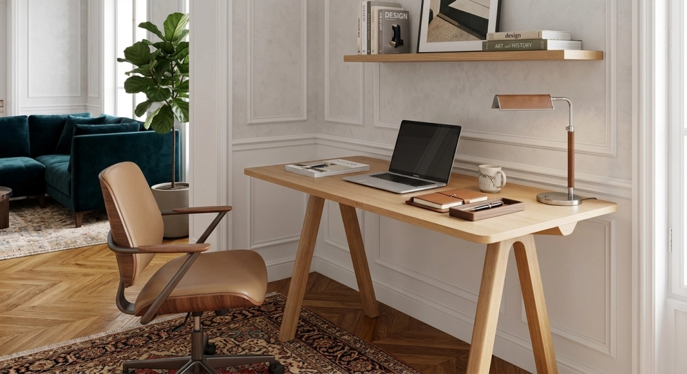 Bureau design en chêne teinte naturelle L140 cm