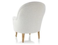 Fauteuil crapaud avec accoudoirs pieds bois teinte naturelle et tissu bouclé blanc Fauteuil crapaud avec accoudoirs pieds bois teinte naturelle et tissu bouclé blanc
