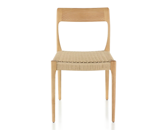 Chaise scandinave bois teinte naturelle assise corde