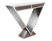 Console art déco double tiroirs bois teinte marron foncé Console art déco double tiroirs bois teinte marron foncé