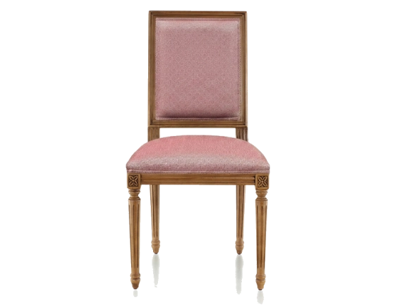 Chaise ancienne style Louis XVI bois teinte ancienne et tissu chevron bordeaux