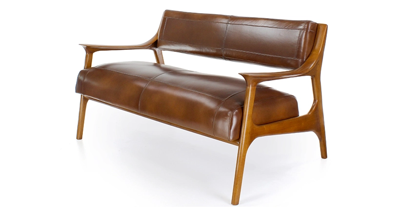 Canapé scandinave cuir 2 places marron vintage Canapé scandinave cuir 2 places marron vintage