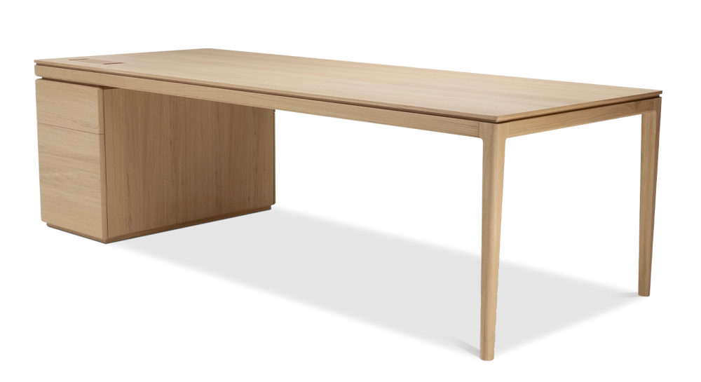 Bureau de direction chêne teinte naturelle plateau bois 250x100 Bureau de direction chêne teinte naturelle plateau bois 250x100