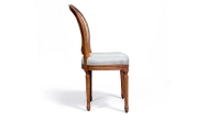 Chaise ancienne style Louis XVI bois teinte ancienne et tissu chevron khaki