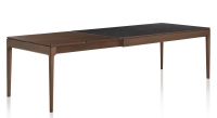 Table extensible 8 à 12 personnes en chêne et céramique allonges bois avec bois teinte marron foncé et plateau céramique effet ardoise 160x100 cm Table extensible 8 à 12 personnes en chêne et céramique allonges bois avec bois teinte marron foncé et plateau céramique effet ardoise 160x100 cm