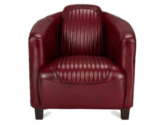 Fauteuil club cuir rouge carmin