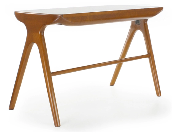 Large Scandinavian desk cherry-stained wood L115 cm