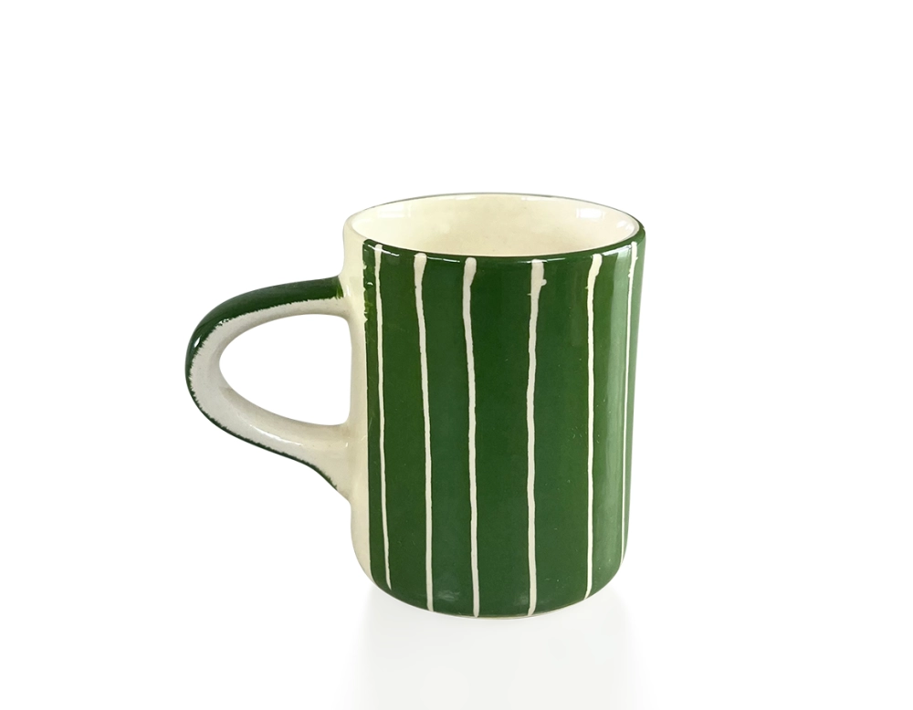 Tasse à café en céramique striée verte Tasse à café en céramique striée verte