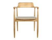 Chaise scandinave bois teinte naturelle assise tissu chevron beige Chaise scandinave bois teinte naturelle assise tissu chevron beige