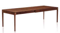 Table extensible en noyer avec plateau et allonges bois teinte naturelle 140x100 cm