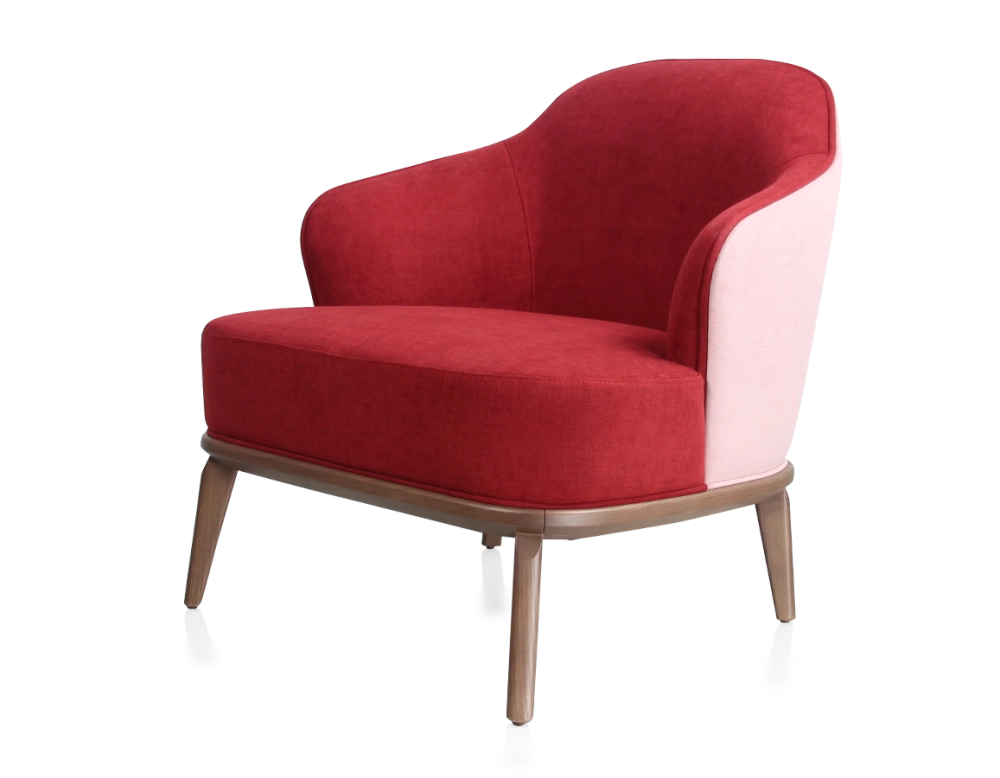 Fauteuil design tissu bordeaux et vieux rose Fauteuil design tissu bordeaux et vieux rose