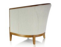 Fauteuil ancien accoudoirs moulurés bois teinte ancienne et tissu beige naturel Fauteuil ancien accoudoirs moulurés bois teinte ancienne et tissu beige naturel