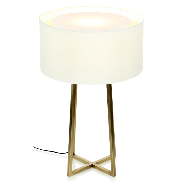 Lampe salon doré pieds croisés abat jour ivoire Lampe salon doré pieds croisés abat jour ivoire