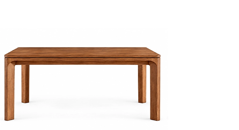 Table extensible 6 à 8 personnes en noyer avec plateau et allonges bois teinte naturelle 140x90 cm