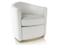 Fauteuil club tissu tissu bouclé blanc socle bois effet laiton Fauteuil club tissu tissu bouclé blanc socle bois effet laiton