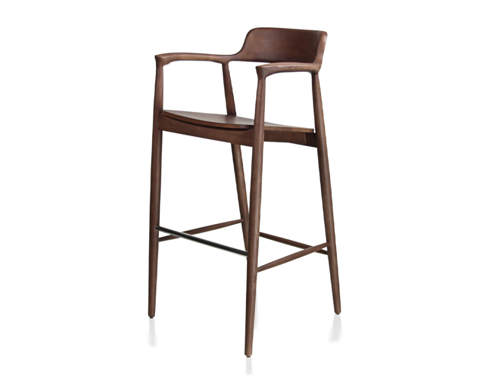 Tabouret de bar h80 cm bois teinte noyer Tabouret de bar h80 cm bois teinte noyer