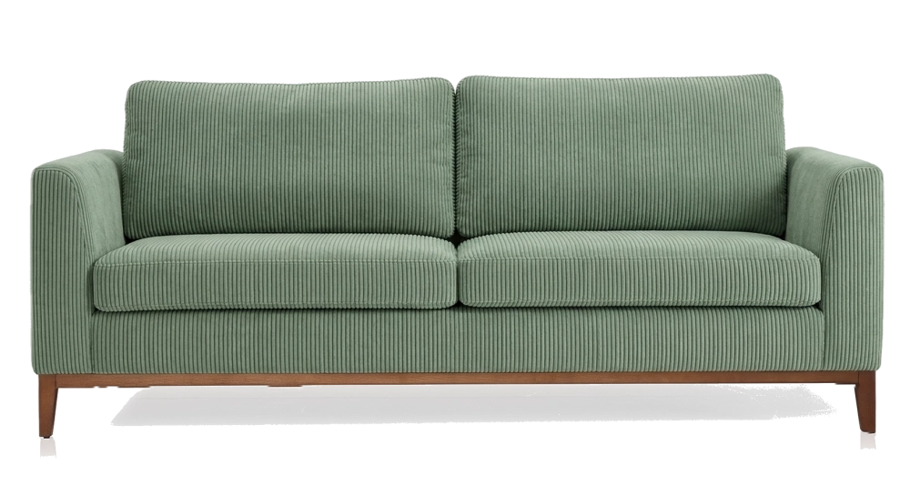 Canapé design 3 places tissu velours côtelé vert forêt