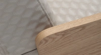 Fauteuil design sans accoudoirs chêne teinte naturelle assise tissu beige Fauteuil design sans accoudoirs chêne teinte naturelle assise tissu beige