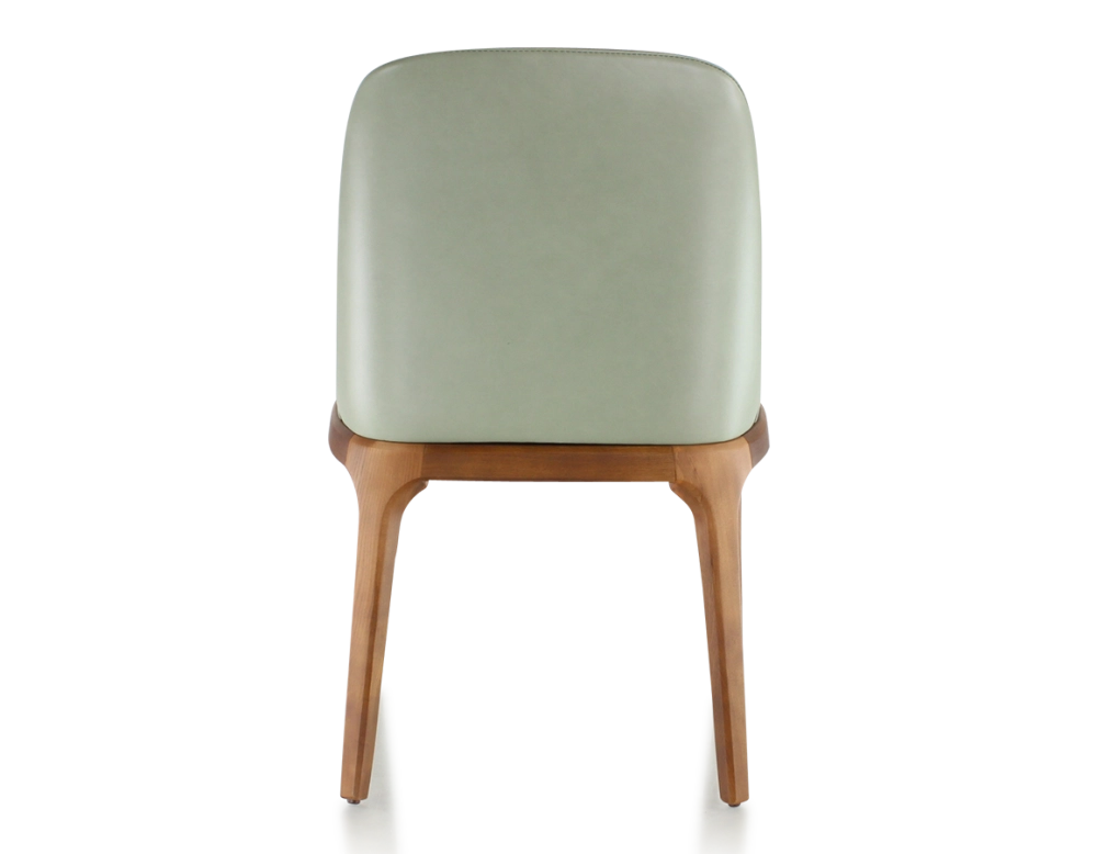 Chaise design bois teinte merisier et cuir cuir vert sauge Chaise design bois teinte merisier et cuir cuir vert sauge