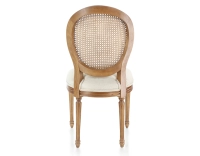 Chaise ancienne style Louis XVI bois teinte ancienne dossier canné assise tissu chevron beige Chaise ancienne style Louis XVI bois teinte ancienne dossier canné assise tissu chevron beige