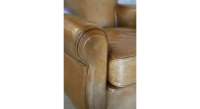 Leather club armchair light brown
